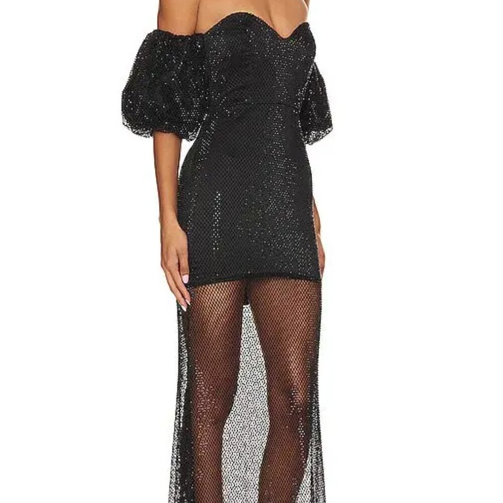 House of Harlow 1960 Sulima Gown – Black Embellished Mesh - Picture 3 of 8